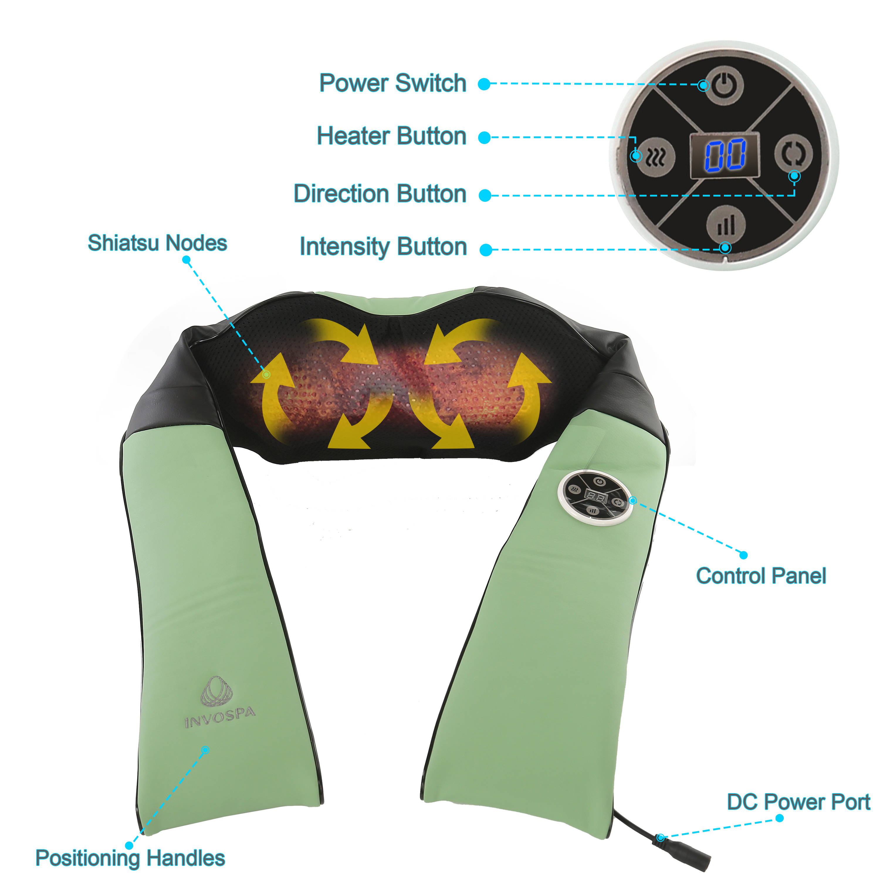 Shop Our Shiatsu Green Neck Massager On Amazon - InvoSpa